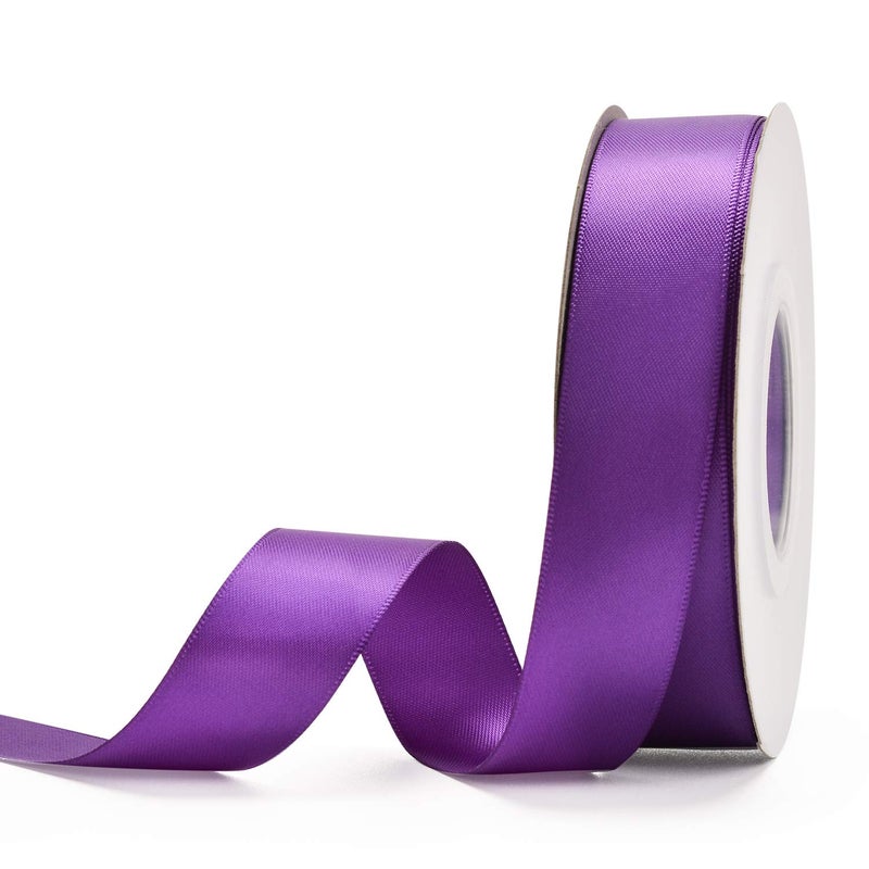 YAMA Purple Double Face Satin Ribbon - 7/8 Inch 25 Yards Purple Silk Ribbons for Crafts Gift Wrapping Wreaths - Image 1